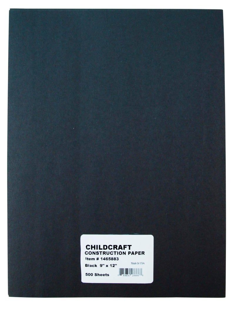 Childcraft Construction Paper, 9 x 12 Inches, Black, 500 Sheets - Image 1
